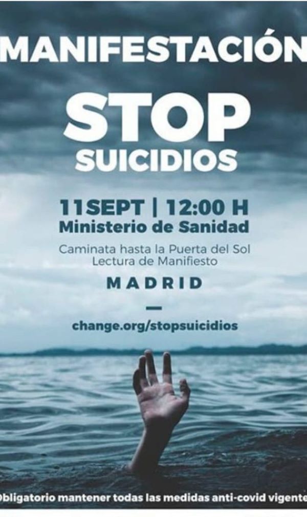 Manifestación para prevenir los suicidios.  Actividades de divulgación sobre la Salud Mental